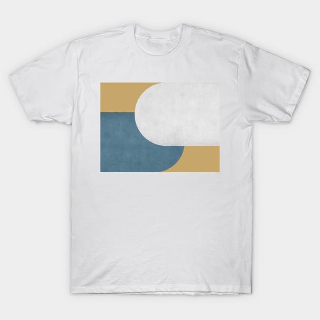 Half Circle Colorblock - Gold Blue and White T-Shirt by moonlightprint